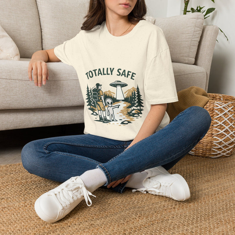 Totally Safe Alien Encounter T-Shirt — Funny Camping UFO Graphic Tee