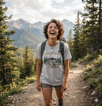Scenic Route T-Shirt — Vintage Camper Road Trip Graphic Shirt