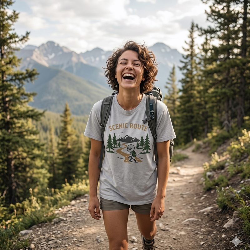 Scenic Route T-Shirt — Vintage Camper Road Trip Graphic Shirt