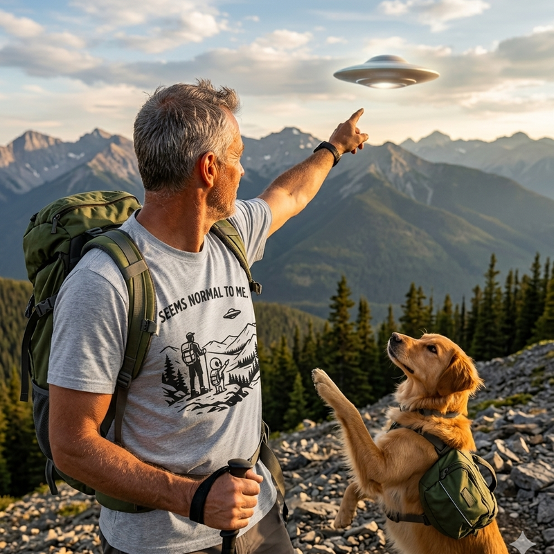 Seems Normal To Me T-Shirt — Funny UFO Camping Graphic Tee