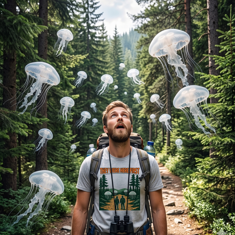 They Were Here First T-Shirt — Retro UFO Camping Graphic Tee