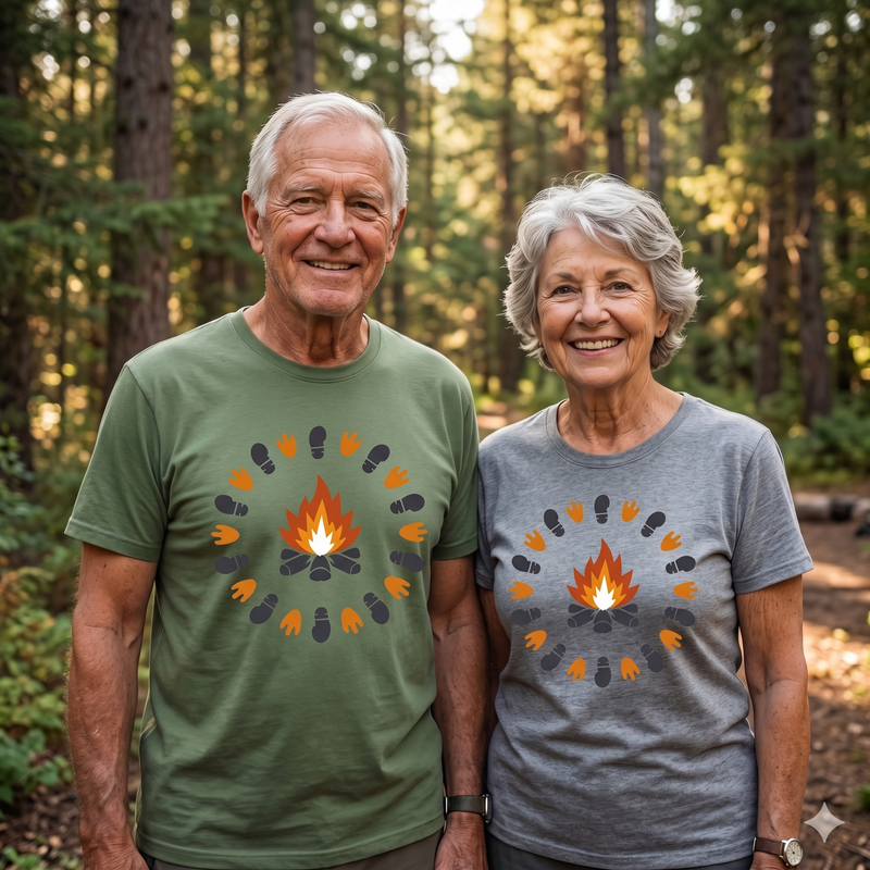 Campfire Footprints T-Shirt — Camping Aliens Graphic Tee