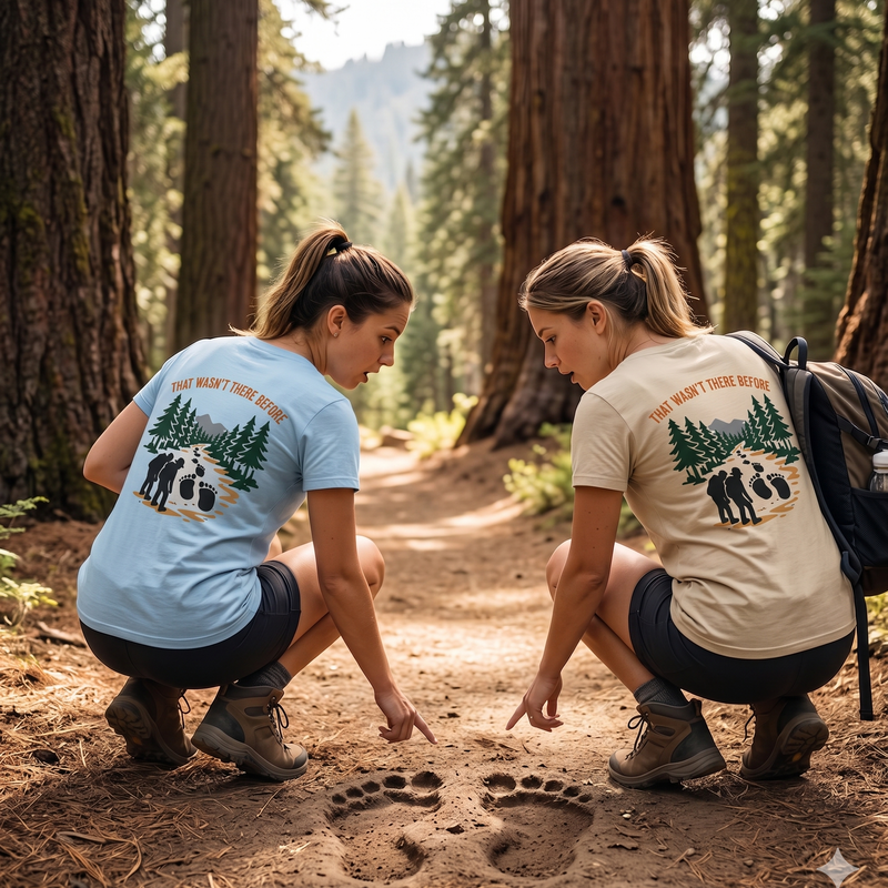That Wasn't There Before Hiking T-Shirt — Funny Bigfoot Footprint Tee