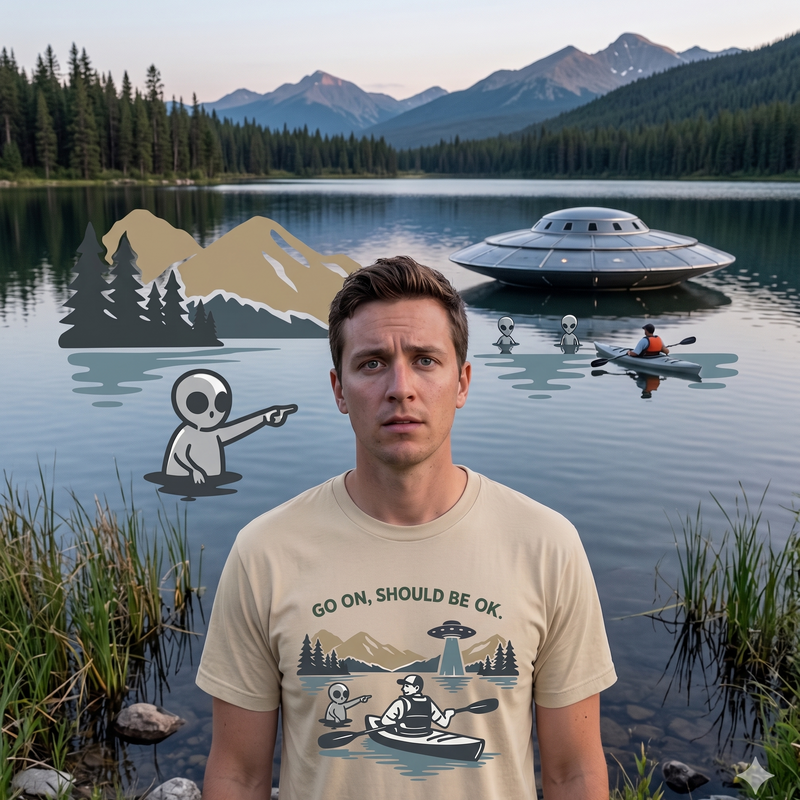 Kayak T-Shirt — "Go On, Should Be OK" Outdoor Adventure Tee