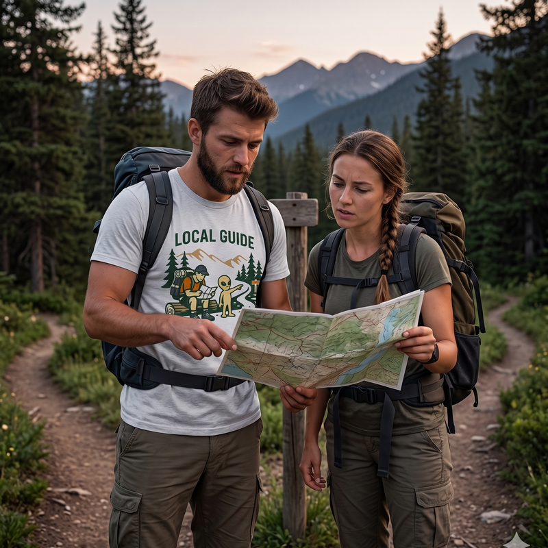 Local Guide T‑Shirt — Hiking Cartoon Camper Tee