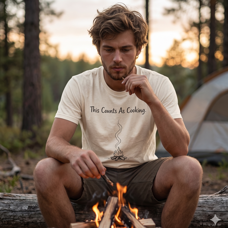 "This Counts As Cooking" T-Shirt — Funny Minimalist Chef Tee