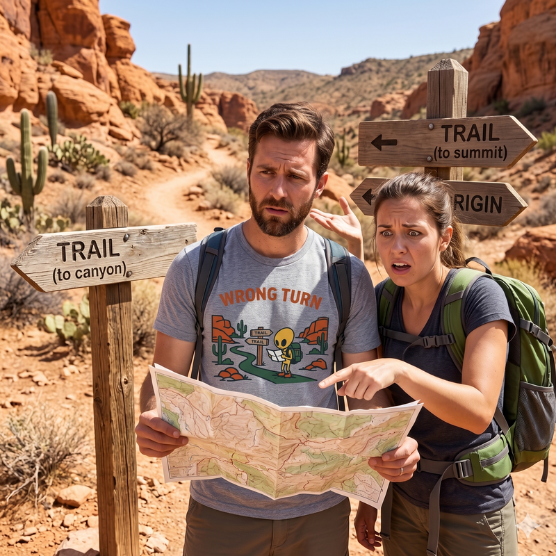 Wrong Turn Alien T-Shirt — Cute Desert Road Trip Graphic Tee