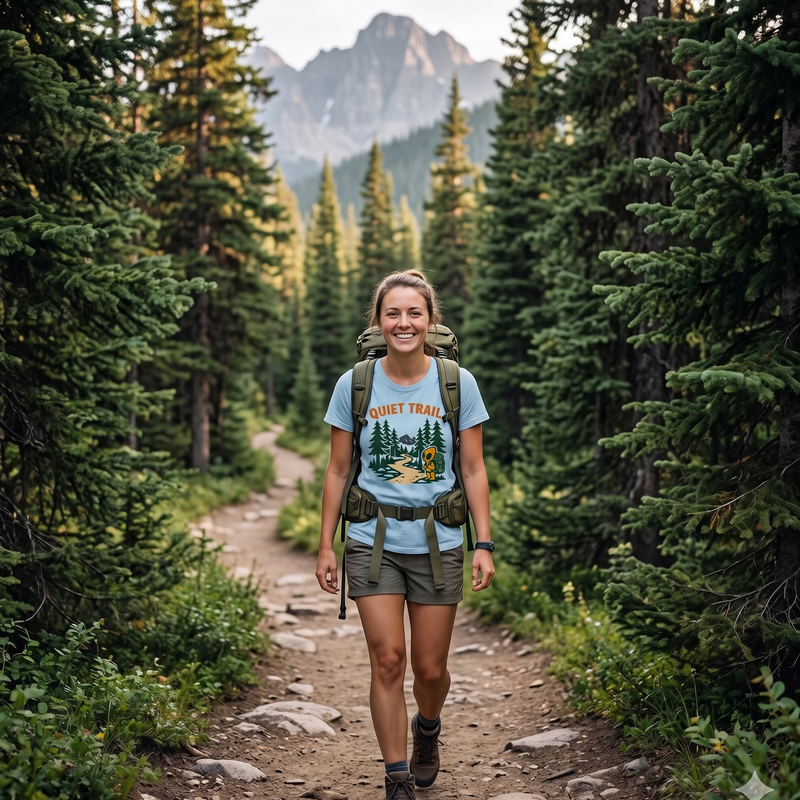 Quiet Trail Hiking T-Shirt — Retro Camper Nature Tee
