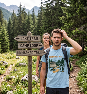 Unmarked Trail Hiking T-Shirt — Outdoor Adventure Camp Graphic Tee