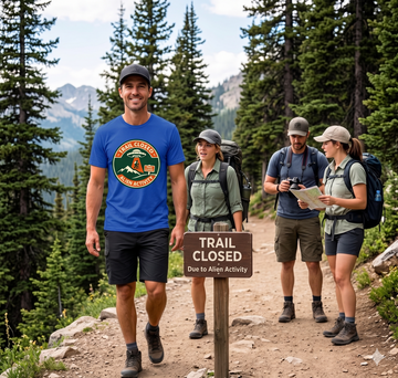 T-Shirt — "Trail Closed: Alien Activity" Graphic Tee