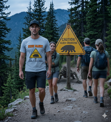 Stay Alert 'Caution Alien Crossing' T-Shirt