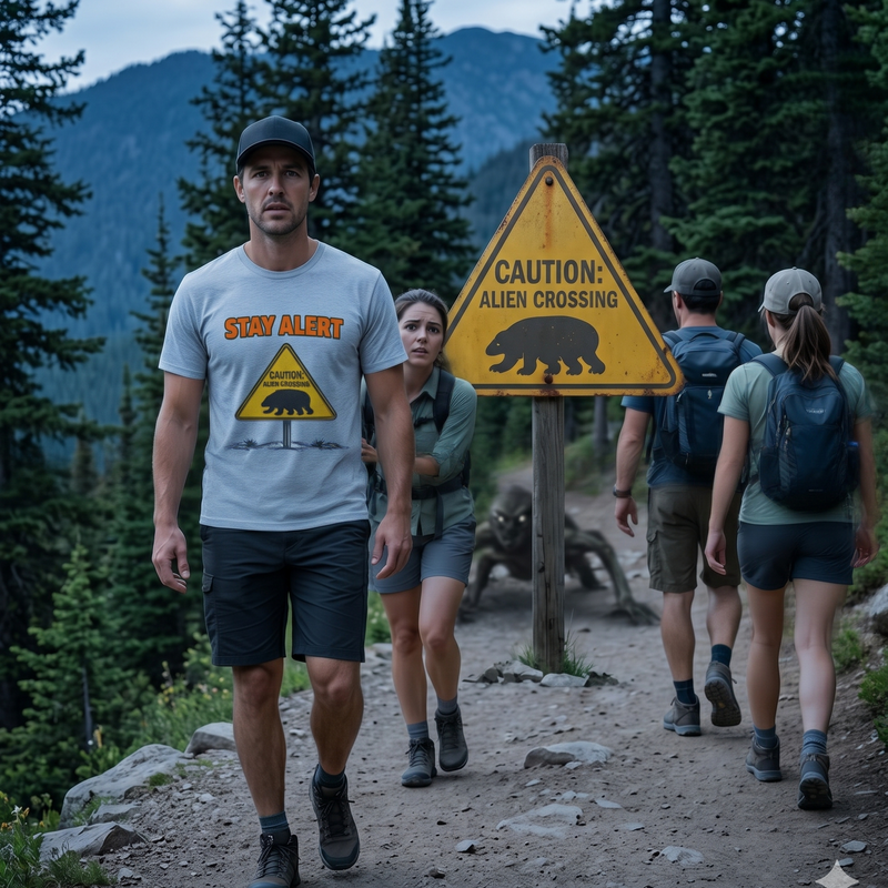 Stay Alert 'Caution Alien Crossing' T-Shirt