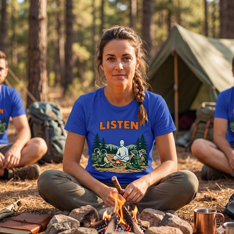 Listen - Campfire Alien T-Shirt