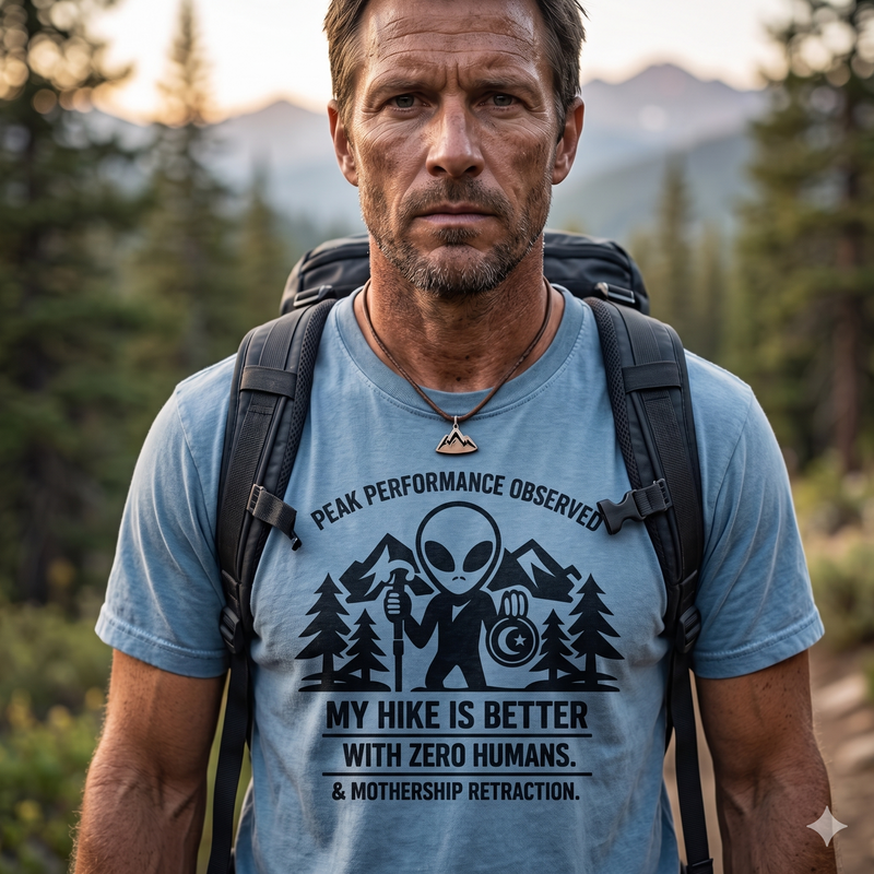 Alien Hiking T‑Shirt — "My Hike Is Better With Zero Humans" Funny Outdoors Tee