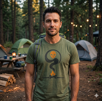 Alien Campfire T-Shirt — Spooky Alien Smoke Graphic Tee