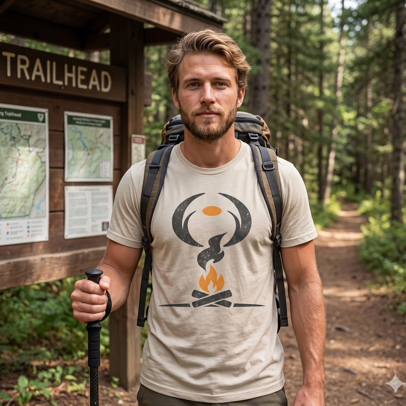 Campfire Alien Smoke Spirit T-Shirt — Minimal Camping Logo Tee