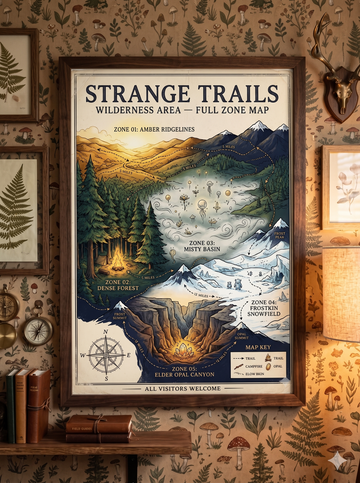 Strange Trails Wilderness Area Full Zone Map Poster
