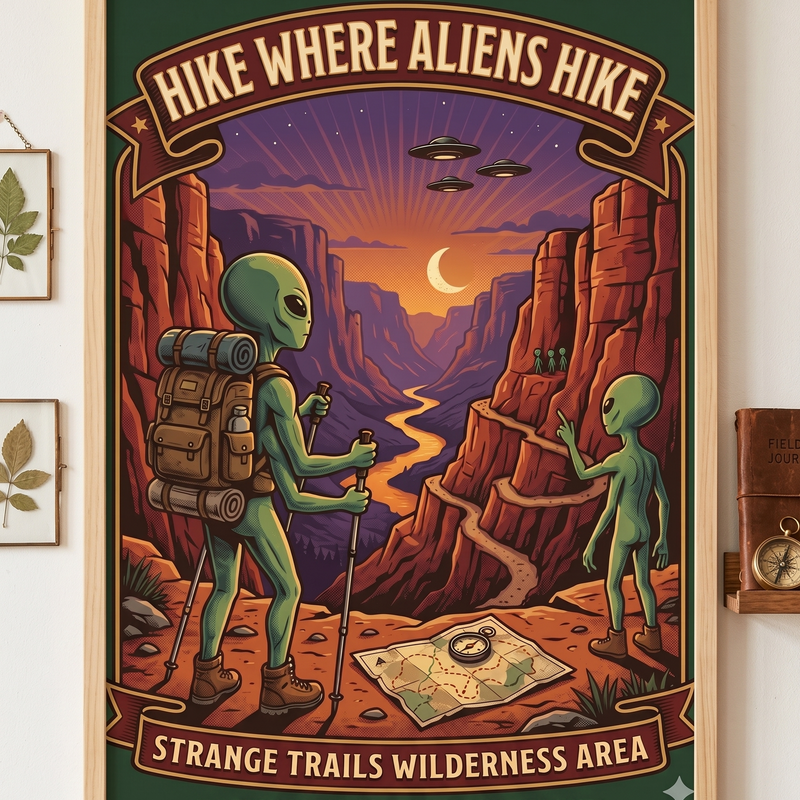 Hike Where Aliens Hike Strange Trails Wilderness Area Poster