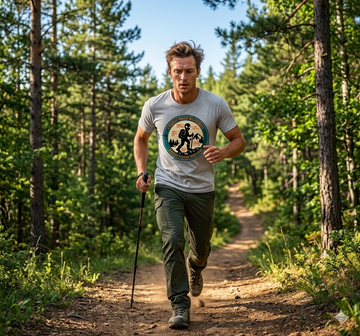 Funny Alien Hiking Shirt | Strange Trails Wilderness — Benign Visitor Protocol Badge Tee