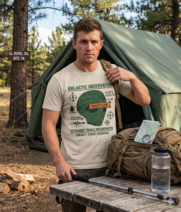 Funny Alien Observation T-Shirt | Strange Trails Wilderness — Galactic Observation Target Lock Tee