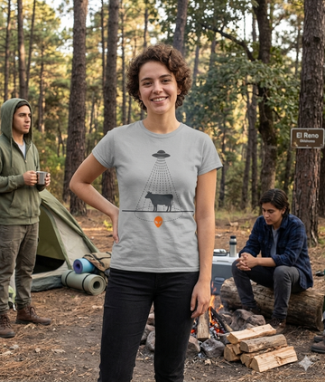Funny Alien Cow Abduction Shirt | Strange Trails Wilderness — UFO Cattle Light Beam Tee