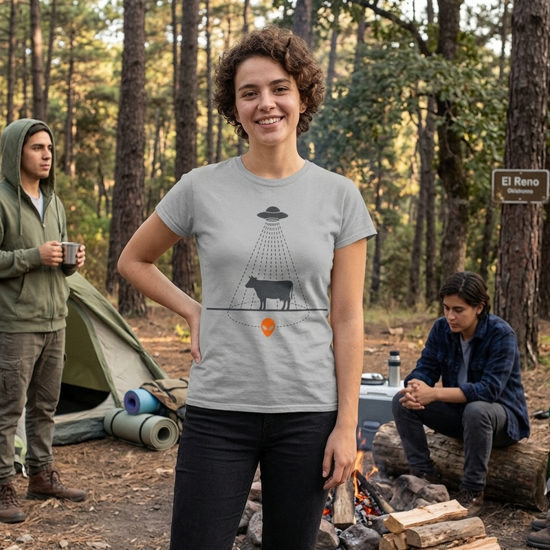 Funny Alien Cow Abduction Shirt | Strange Trails Wilderness — UFO Cattle Light Beam Tee