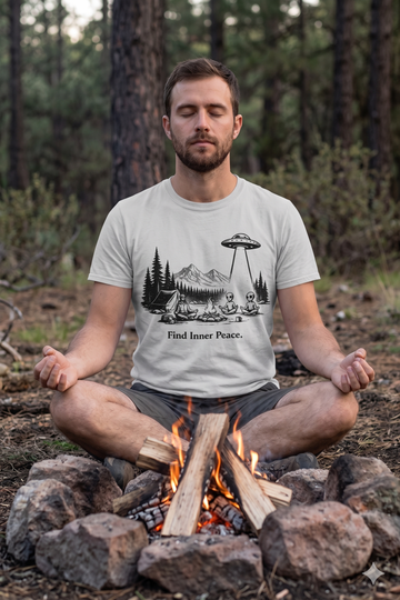 Find Inner Peace — Retro Alien Meditation Graphic T-Shirt