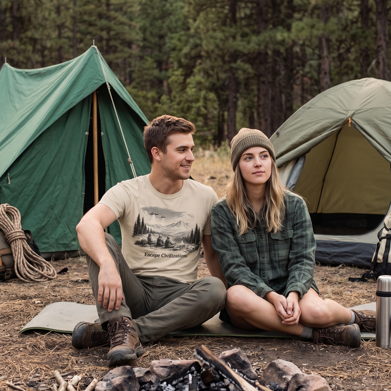 Escape Civilization — UFO Camping Graphic T-Shirt