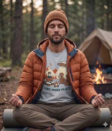 T‑Shirt — "Find Inner Peace" UFO Meditation Graphic Tee