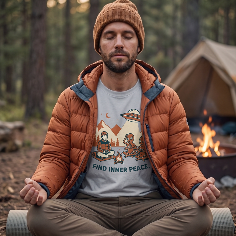 T‑Shirt — "Find Inner Peace" UFO Meditation Graphic Tee