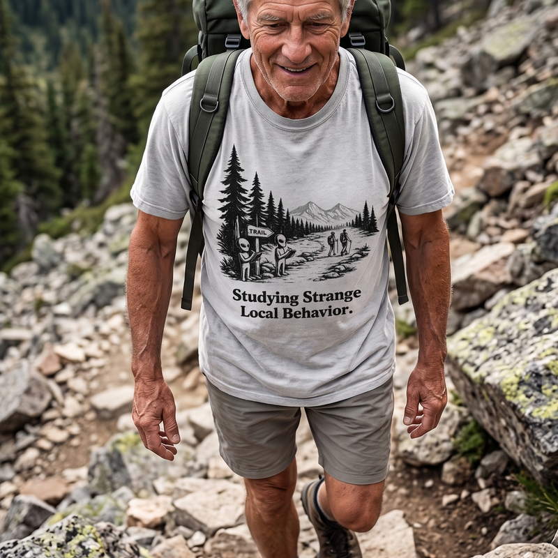 Studying Strange Local Behavior — Alien Spy Hiking Trail Graphic T-Shirt