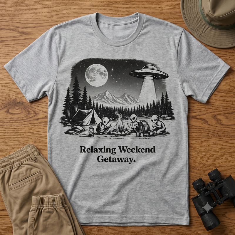 Relaxing Weekend Getaway2 T-Shirt | Alien Camping Graphic Tee