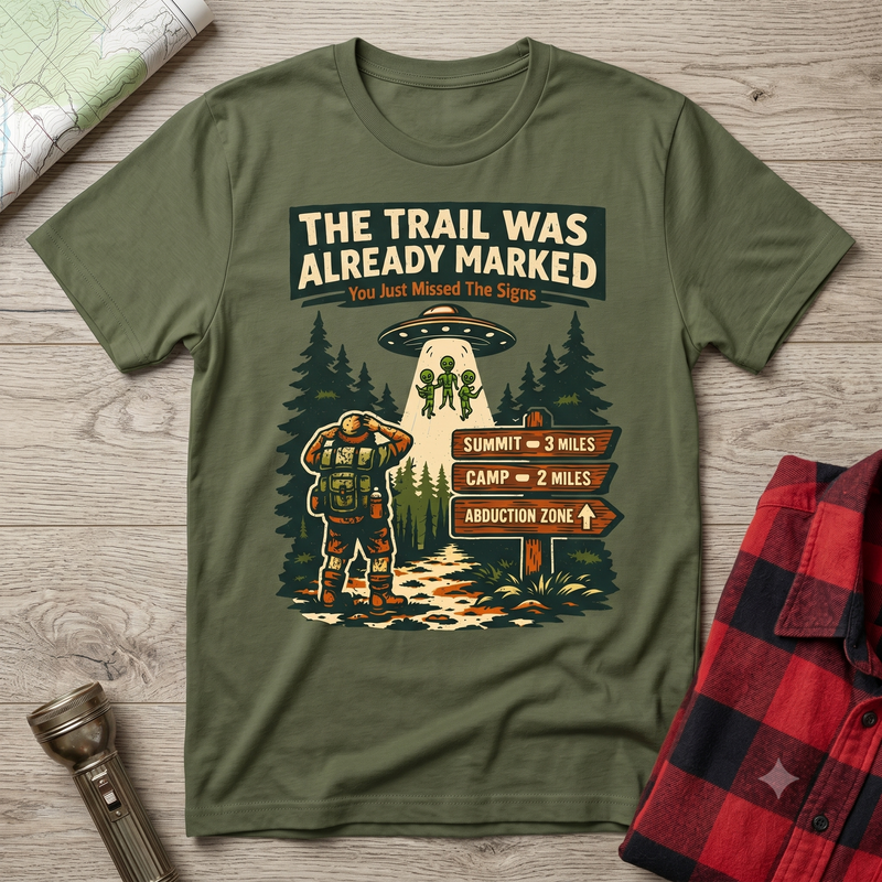 Hiking T-Shirt - "The Trail Was Already Marked" Vintage Adventure T-Shirt