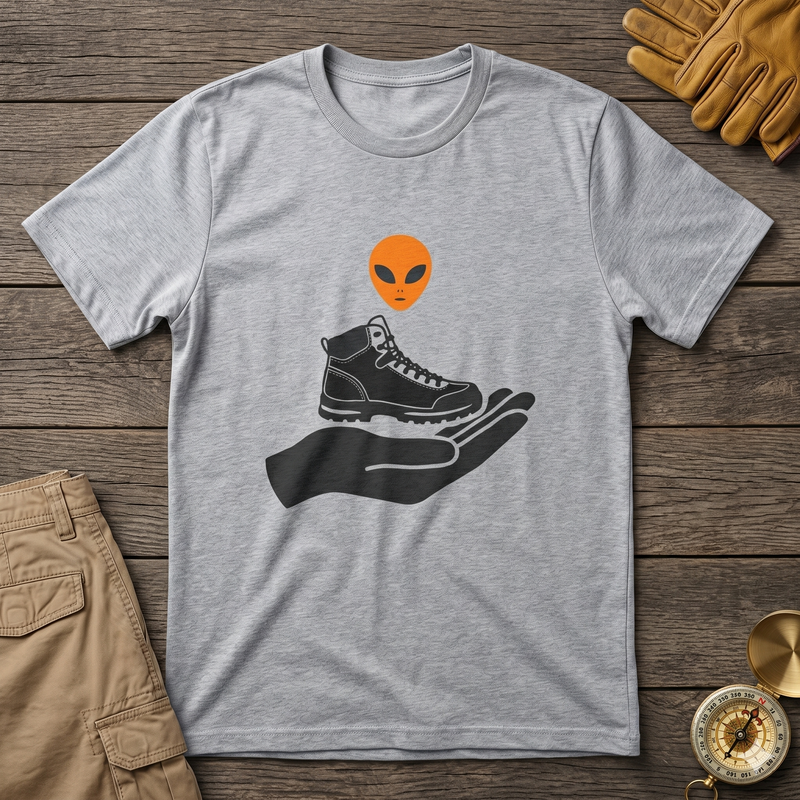 Alien Offers a Boot Tee - Alien Hiking Gift Shirt | Strange Trails Wilderness