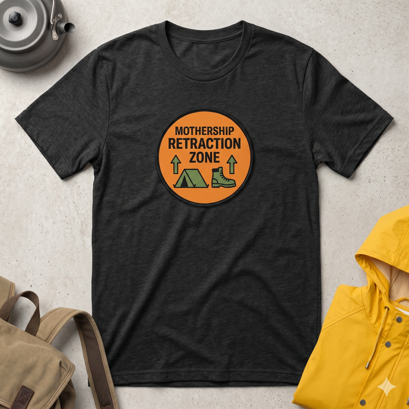 Funny Alien Camping Shirt | Strange Trails Wilderness — Mothership Retraction Zone Tee