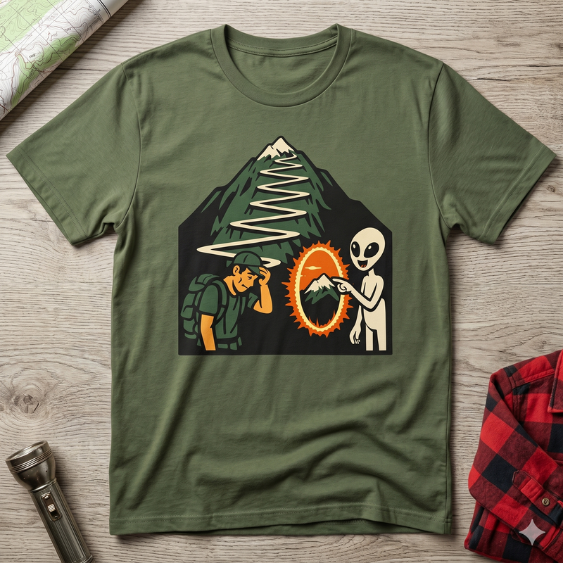 Funny Alien Hiking Portal T-Shirt | Strange Trails Wilderness — Switchback  Portal Tee
