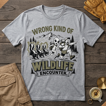 Wrong Kind of Wildlife Encounter Funny Alien Hiking Shirt | UFO Camping Humor Design