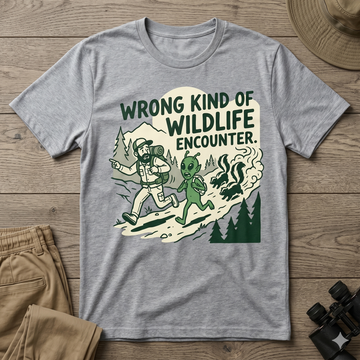 Wrong Kind of Wildlife T-Shirt — Funny Alien Hiking Graphic Tee