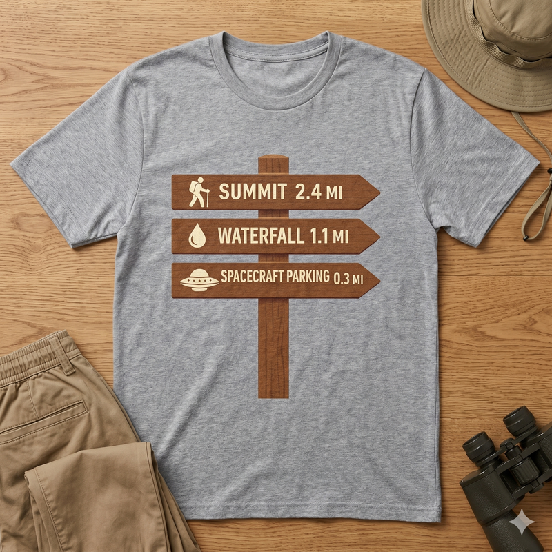 Trail Signpost Spacecraft Parking T-Shirt - Graphic Tee