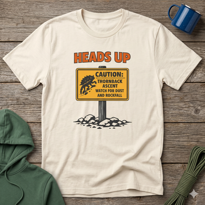 Heads Up Caution Sign T-Shirt — Thornback Alien Ascent Graphic Tee