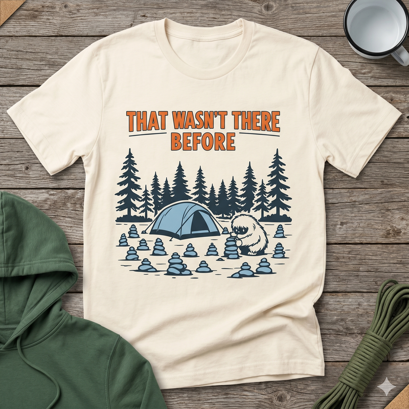 Camping T-Shirt — "That Wasn’t There Before" Funny Alien Camper Graphic Tee