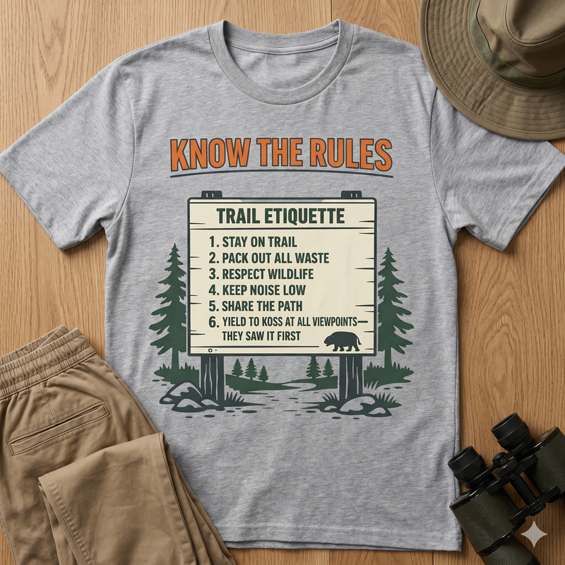 Know The Rules - Trail Etiquette T-Shirt — Alien Hiking Shirt