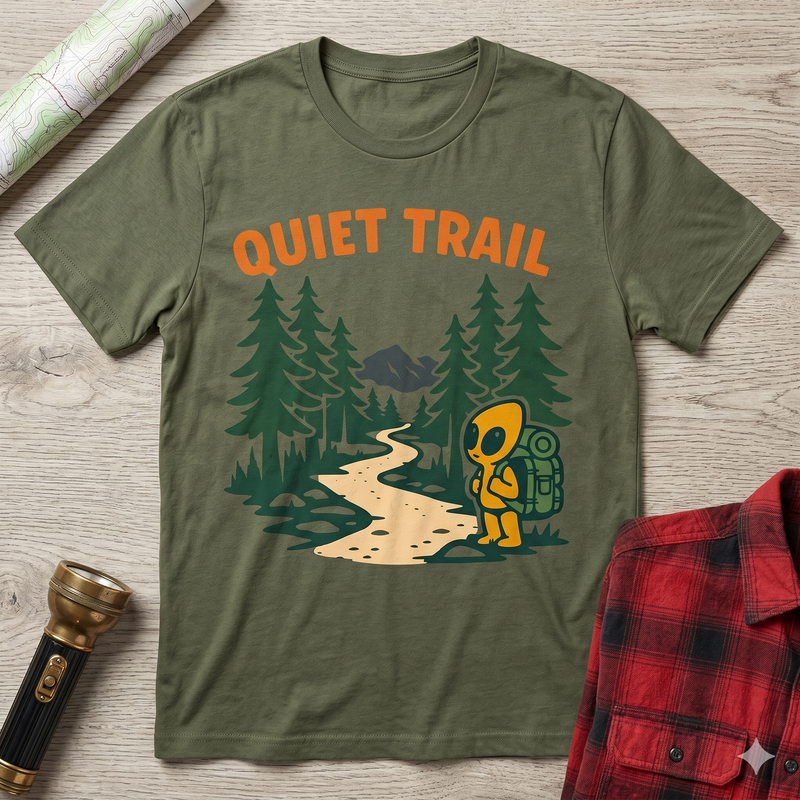 Quiet Trail Hiking T-Shirt — Retro Camper Nature Tee