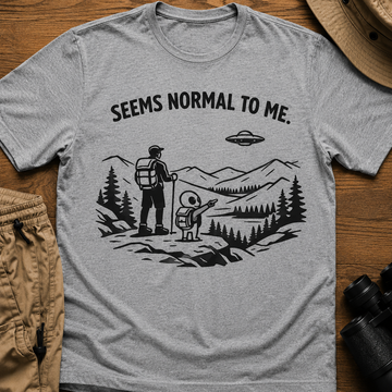 Seems Normal To Me T-Shirt — Funny UFO Camping Graphic Tee
