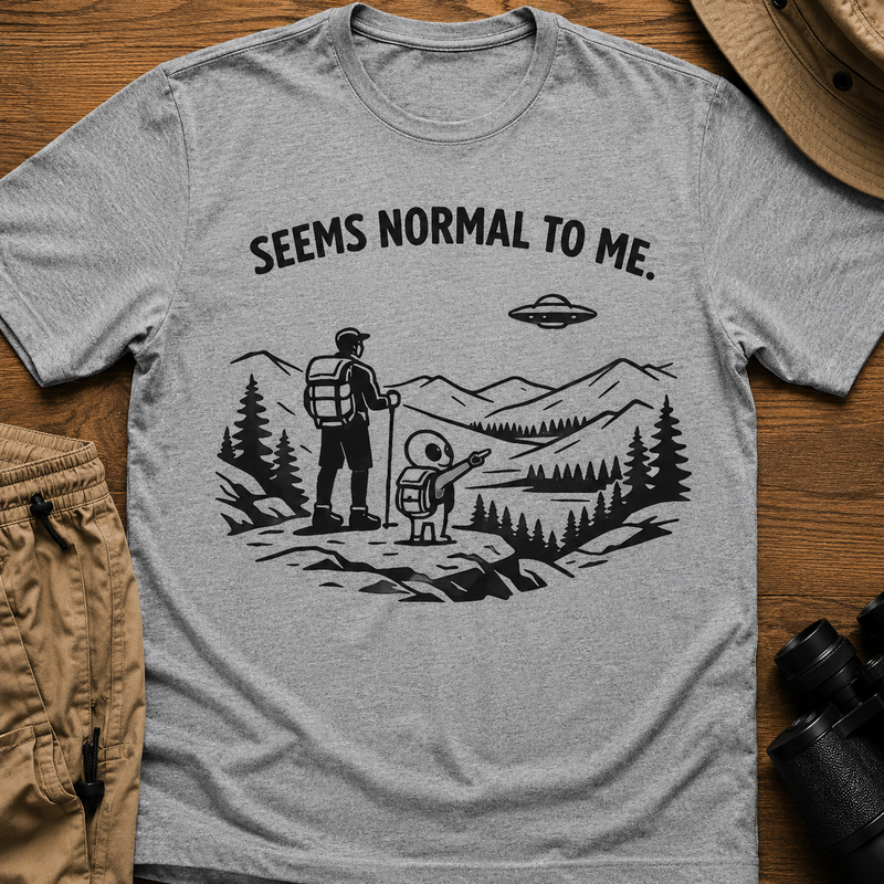 Seems Normal To Me T-Shirt — Funny UFO Camping Graphic Tee