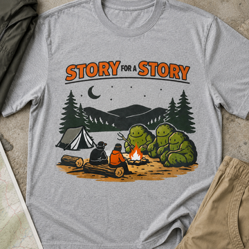Story for Story Campfire T-Shirt — Alien Outdoor Camping Graphic Tee