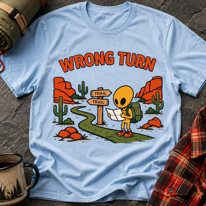 Wrong Turn Alien T-Shirt — Cute Desert Road Trip Graphic Tee