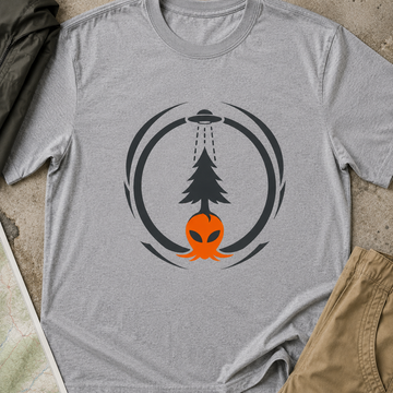 Alien Abduction Pine Tree T-Shirt — UFO Forest Graphic Tee