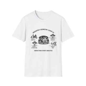 Funny Alien Abduction Shirt | Strange Trails Wilderness — Abduction Event Storyboard Camp Scene Tee